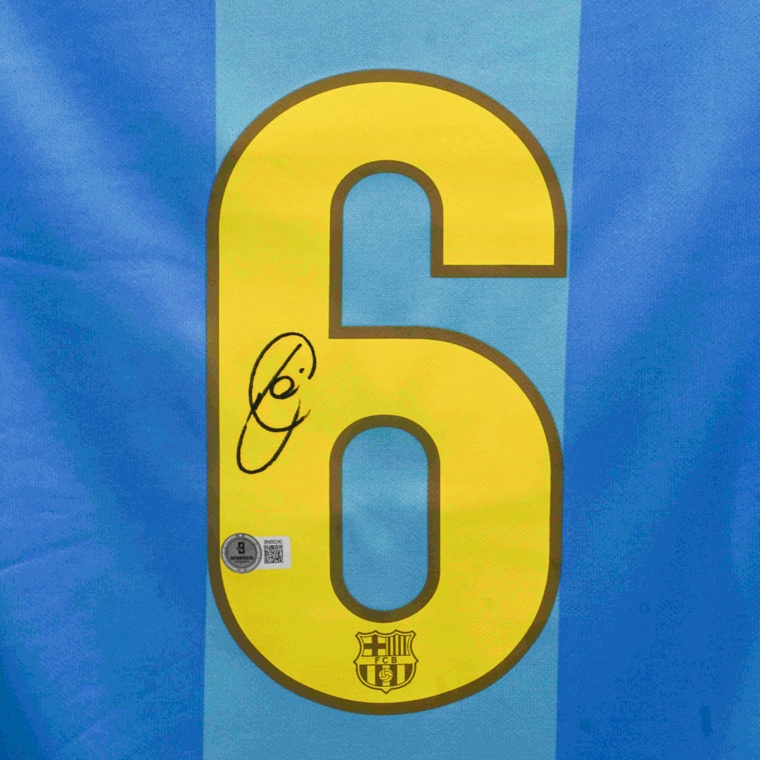 Xavi Hernandez Signed FC Barcelona Away Soccer Jersey #6 with Beckett COA